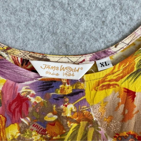 Jams World Dress Womens XL Mini Tiered Island Hop W329 Outlook Hawaii Floral USA - Picture 2 of 15